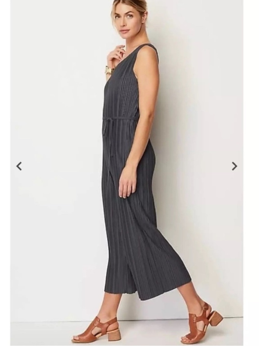 J. Jill NWT sz L Women’s PureJill Elements Pleated Knit Jumpsuit in Charcoal - Picture 2 of 14